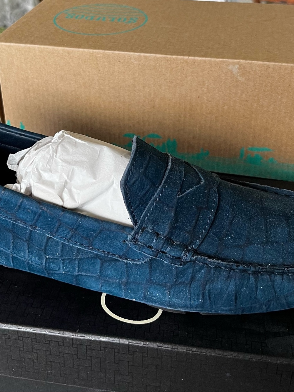 Women’s Blue Croc-Embossed Slip-On Loafers New  Cole Haan